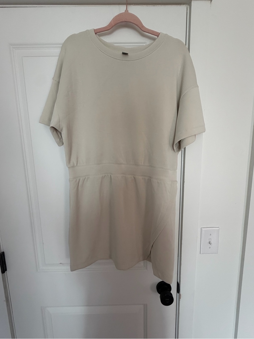 VSX Short Sleeve Tee Dress in Light Beige